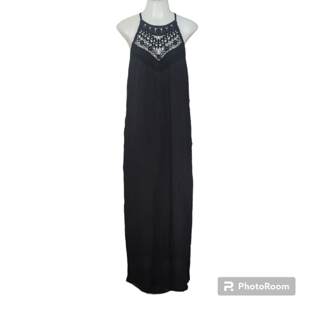 Sleeveless Long Dress Boho Halter Maxi Dresses Casual Loose Sundress with Pocket - Picture 2 of 9